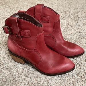 Lucky Brand Red Leather Booties